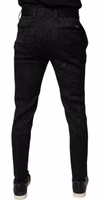 Black Brocade Polyester Skinny Dress Pants 3