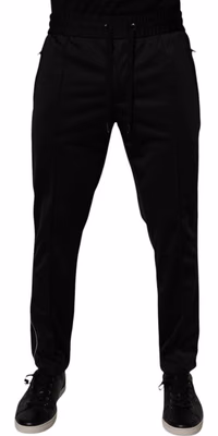 Black Polyester Men Jogger Sweatpants Pants