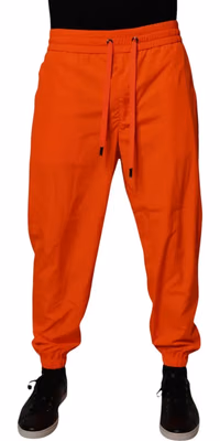 Orange Polyester Men Jogger Sweatpants Pants