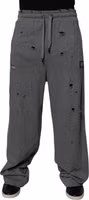 Gray Cotton RipStyle Straight Sweatpants Pants 1