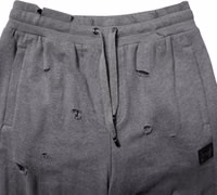 Gray Cotton RipStyle Straight Sweatpants Pants 4
