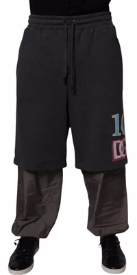 Dark Gray Cotton Layered Straight Sweatpants Pants