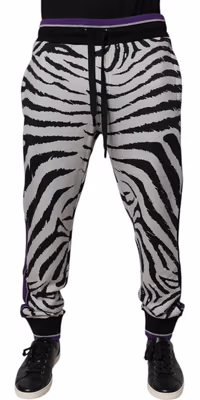 Black White Zebra Men Jogger Sweatpants Pants