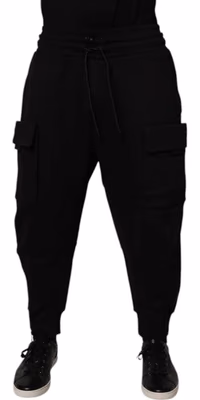 Black Cotton Men Cargo Jogger Sweatpants Pants