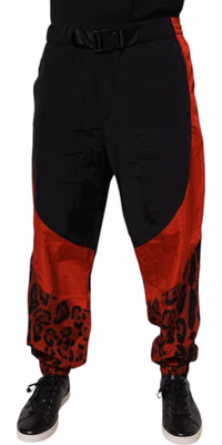 Black Red Leopard Jogger Sweatpants Pants