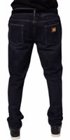 Dark Blue Cotton Stretch Skinny Denim Jeans 3