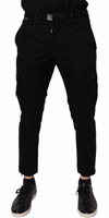 Black Cotton Stretch Skinny Cargo Denim Jeans 1