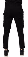 Black Cotton Stretch Skinny Cargo Denim Jeans 3