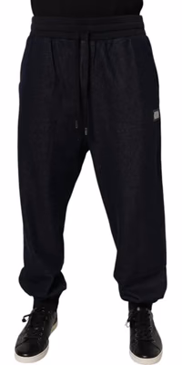 Black Jacquard Cotton Jogger Sweatpants Pants