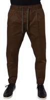 Brown Cotton Stretch Jogger Sweatpants Pants 1