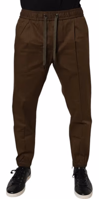 Brown Cotton Stretch Jogger Sweatpants Pants