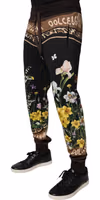 Black Floral Cotton Jogger Sweatpants Pants 2