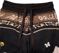 Black Floral Cotton Jogger Sweatpants Pants 4