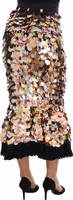 Gold Sequined Peplum High Waist Skirt 2
