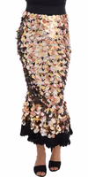 Gold Sequined Peplum High Waist Skirt 3
