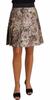 A-Line Mini Floral Print Jaquard Skirt 3