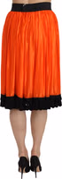 Orange High Waist Knee Length Skirt 1
