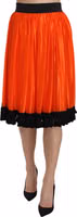 Orange High Waist Knee Length Skirt 2