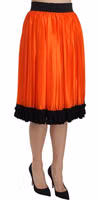 Orange High Waist Knee Length Skirt 3