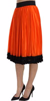 Orange High Waist Knee Length Skirt 4