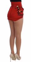 Red Silk Crystal Roses Shorts 2