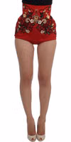 Red Silk Crystal Roses Shorts 3