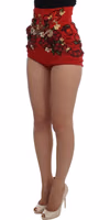 Red Silk Crystal Roses Shorts 4