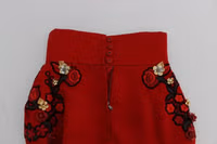 Red Silk Crystal Roses Shorts 5