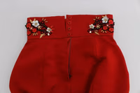 Red Silk Crystal Roses Shorts 5