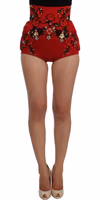 Red Silk Crystal Roses Shorts 3