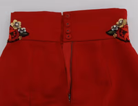 Red Silk Crystal Roses Shorts 5