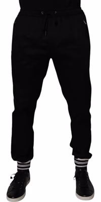 Black Cotton Stretch Jogger Sweatpants Pants