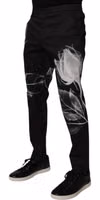 Black Cotton Floral Skinny Dress Pants 2