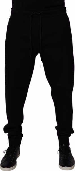 Black Cotton Blend Jogger Sweatpants Pants