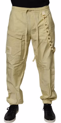 Yellow Nylon Cargo Chain Men Jogger Pants