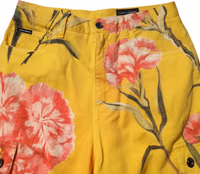 Yellow Floral Cargo Denim Men Bermuda Shorts 4