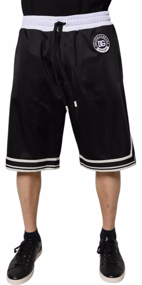 Black White Men Bermuda Sweatshorts Shorts