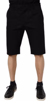 Black Cotton Stretch Mid Waist Bermuda Shorts 1