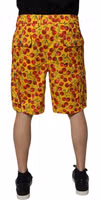 Yellow Cherry Print Cotton Men Bermuda Shorts 3
