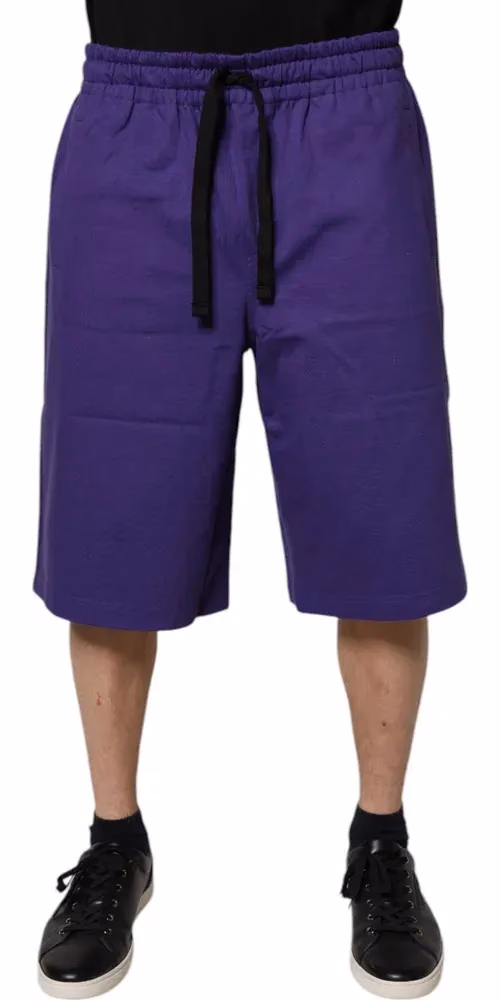 Purple Cotton Men Bermuda Sweatshorts Shorts
