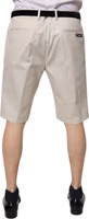 Beige Cotton Stretch Mid Waist Bermuda Shorts 3