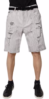 Light Gray Tattered Men Denim Bermuda Shorts 1