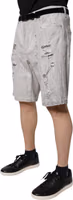 Light Gray Tattered Men Denim Bermuda Shorts 2
