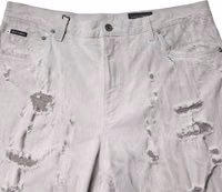 Light Gray Tattered Men Denim Bermuda Shorts 4