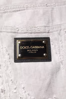 Light Gray Tattered Men Denim Bermuda Shorts 5