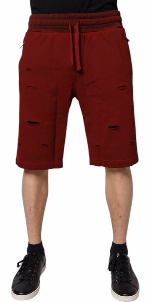 Bordeaux Cotton Bermuda Men Sweatshorts Shorts