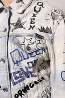 Light Blue Graffiti Button Down Denim Jacket 4