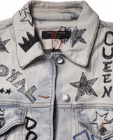 Light Blue Graffiti Button Down Denim Jacket 5