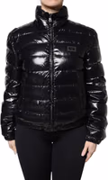 Black Logo Plaque Full Zip Puffer Jacket 1