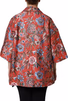 Red Floral Jacquard Button Down Coat Jacket 3